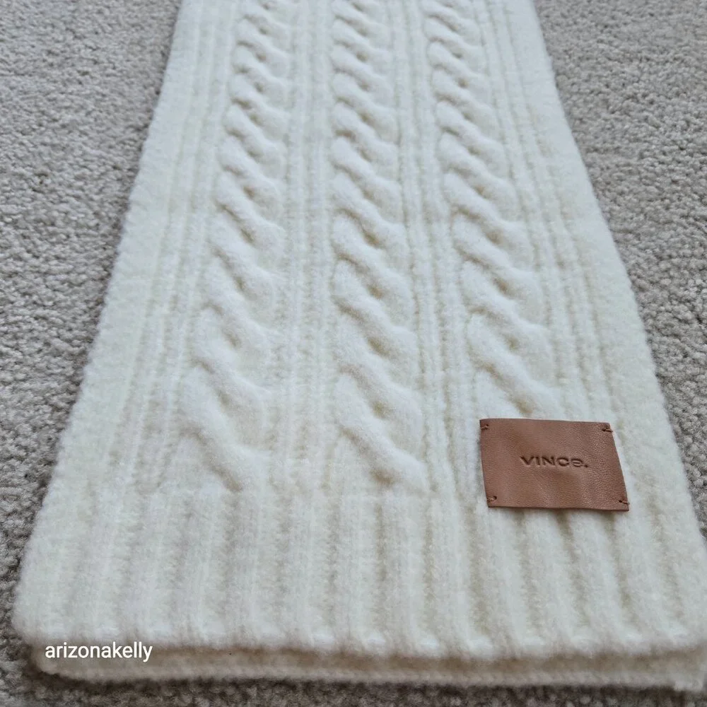 NWT Vince Cable Knit Merino Blend Ivory Thick Scarf